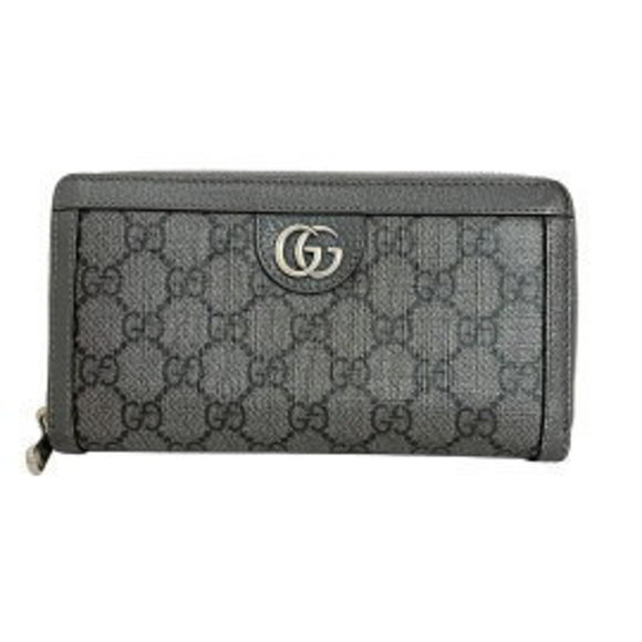 Gucci Gray Zip Black Offdia Leather Wallet - Picture 1 of 5